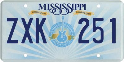 MS license plate ZXK251