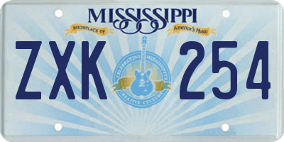MS license plate ZXK254