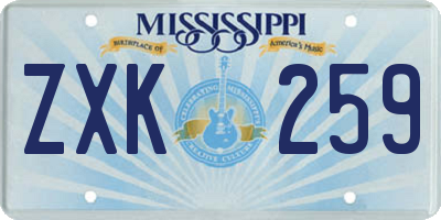 MS license plate ZXK259