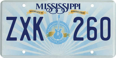 MS license plate ZXK260