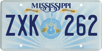 MS license plate ZXK262
