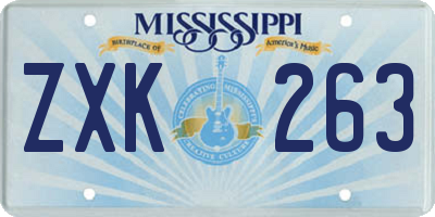 MS license plate ZXK263