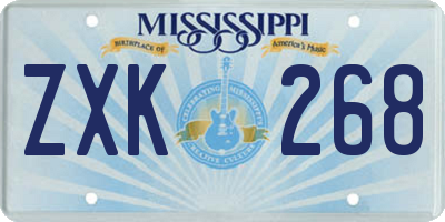 MS license plate ZXK268
