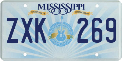 MS license plate ZXK269
