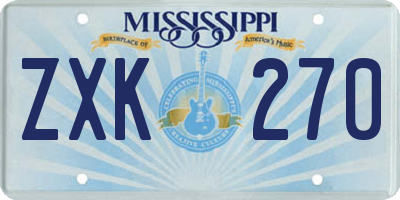MS license plate ZXK270