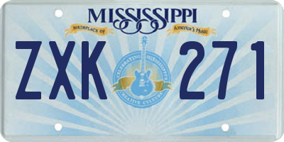 MS license plate ZXK271
