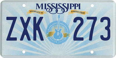 MS license plate ZXK273