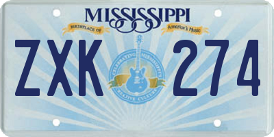 MS license plate ZXK274