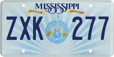 MS license plate ZXK277