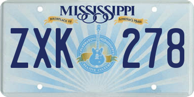 MS license plate ZXK278