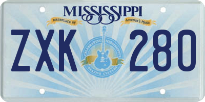 MS license plate ZXK280