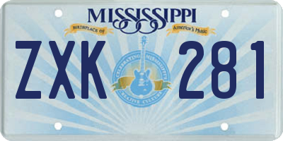 MS license plate ZXK281