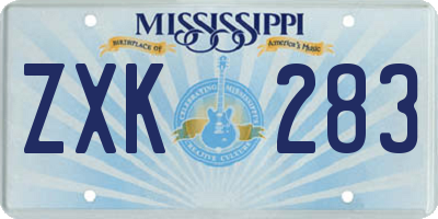 MS license plate ZXK283