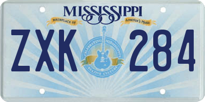 MS license plate ZXK284