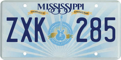 MS license plate ZXK285