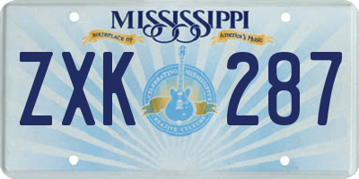MS license plate ZXK287