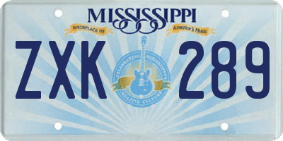 MS license plate ZXK289