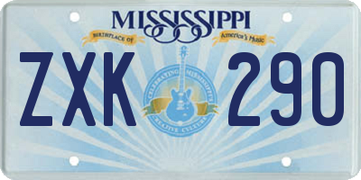 MS license plate ZXK290