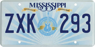 MS license plate ZXK293
