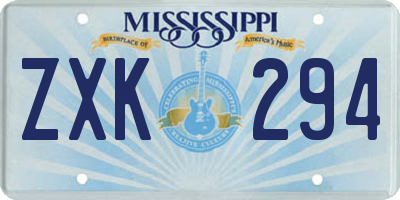 MS license plate ZXK294