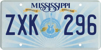 MS license plate ZXK296