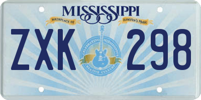 MS license plate ZXK298