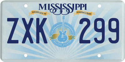 MS license plate ZXK299