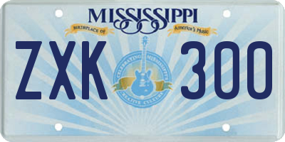 MS license plate ZXK300