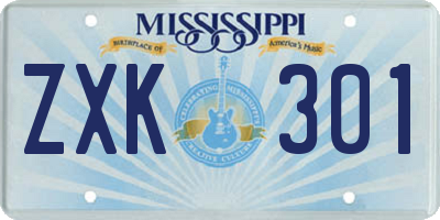 MS license plate ZXK301
