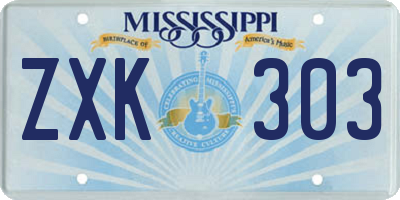 MS license plate ZXK303
