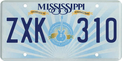 MS license plate ZXK310