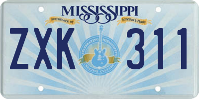 MS license plate ZXK311
