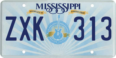 MS license plate ZXK313