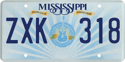MS license plate ZXK318