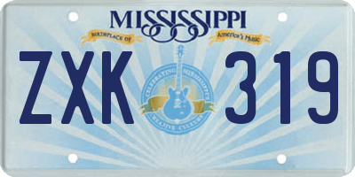 MS license plate ZXK319