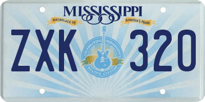 MS license plate ZXK320