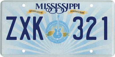 MS license plate ZXK321