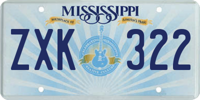 MS license plate ZXK322
