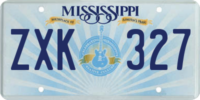 MS license plate ZXK327