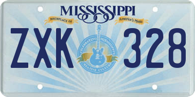 MS license plate ZXK328