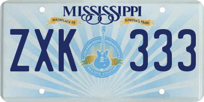 MS license plate ZXK333