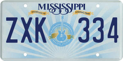 MS license plate ZXK334