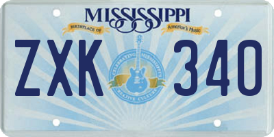 MS license plate ZXK340