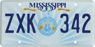 MS license plate ZXK342