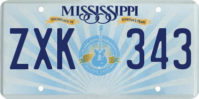 MS license plate ZXK343