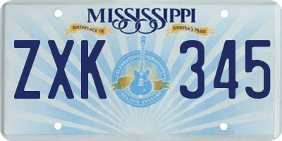 MS license plate ZXK345