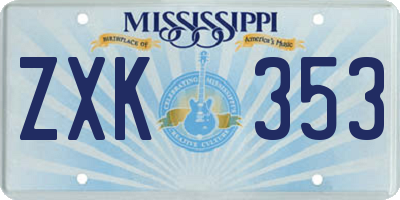 MS license plate ZXK353