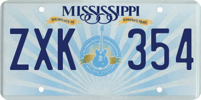 MS license plate ZXK354