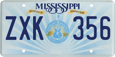 MS license plate ZXK356