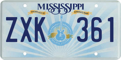 MS license plate ZXK361